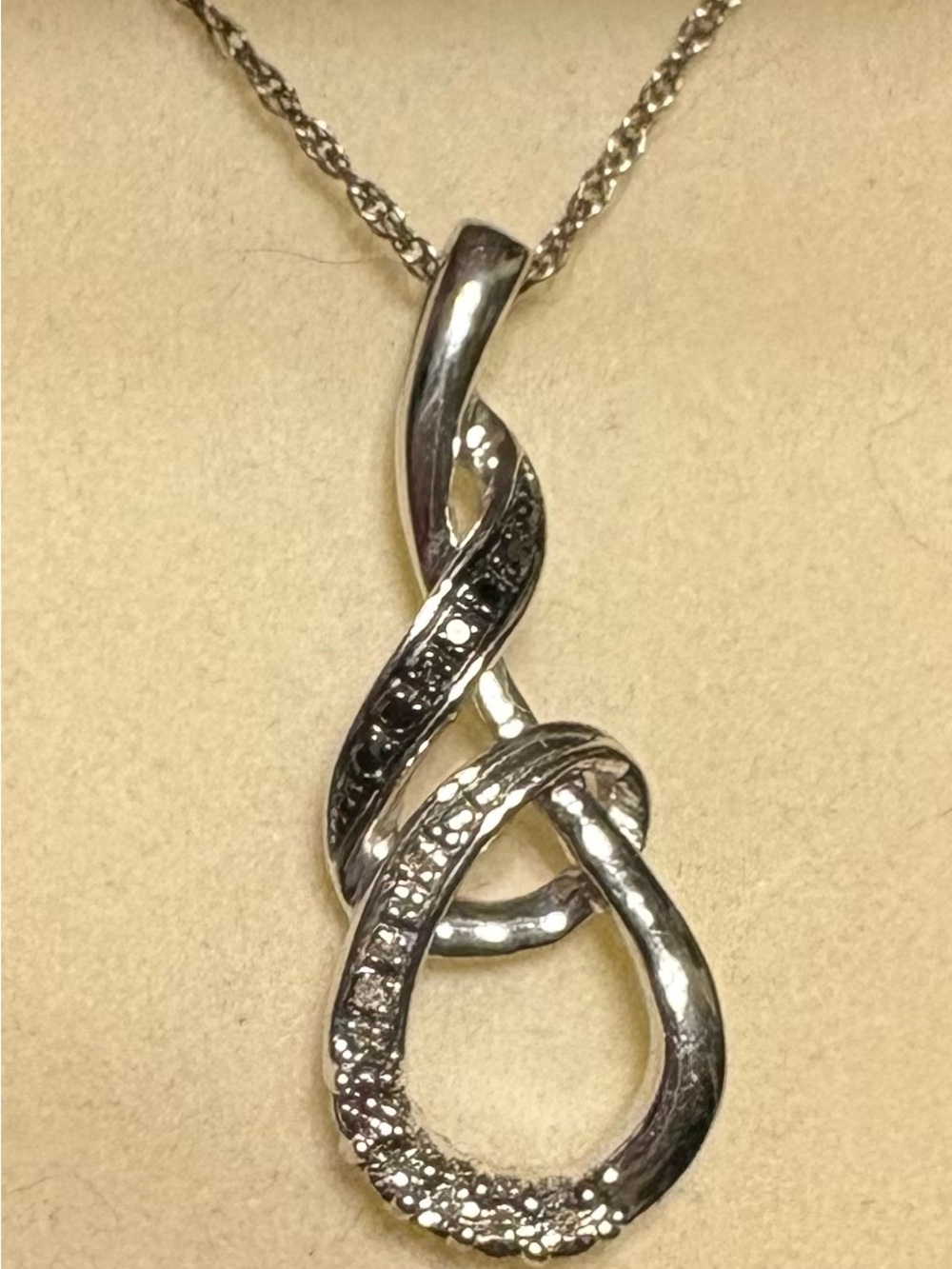 Diamond Pendant in 925 Sterling Silver with Black & White Diamonds